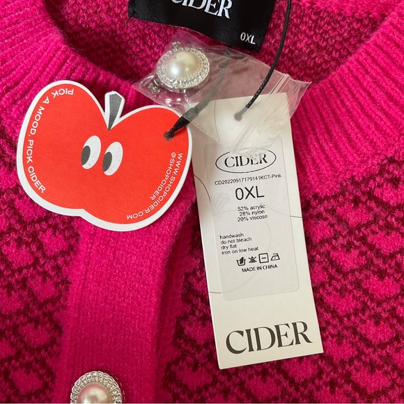 Cider Knit Check Round Neckline Cardigan Size OXL NWT - Picture 9 of 10
